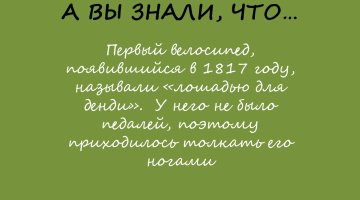 Первый велосипед был лошадью